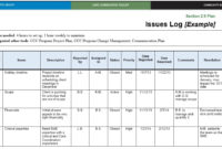 13 Free Sample Issue Log Templates Printable Samples In Project Management Issues Log Template