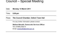 Agenda Template Oxford City Council Meetings Agendas Regarding Town Hall Meeting Agenda Template