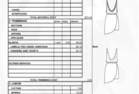 Cost Sheet Cost Sheet Sewing Business Fashion Planning For Printable Fashion Cost Sheet Template