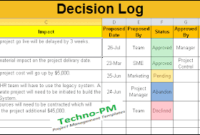 Decision Log Excel Template Download Project Management With Regard To Project Management Decision Log Template