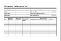 Equipment Maintenance Log Template Ms Excel Excel Templates In Printable Heavy Equipment Maintenance Log Template