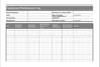 Equipment Maintenance Log Template Word Excel Templates In Machine Maintenance Log Template