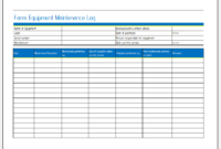 Farm Equipment Maintenance Sheet For Ms Excel Excel Templates In Tractor Maintenance Log Template