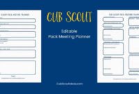 Free Cub Scout Pack Meeting Planner Cub Scout Ideas For Cub Scout Den Meeting Agenda Template