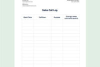 Free Outside Sales Call Log Template Pdf Word Doc Intended For Free Outside Sales Call Log Template