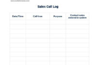 Free Outside Sales Call Log Template Pdf Word Doc Regarding Free Outside Sales Call Log Template