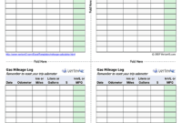 Gas Mileage Log And Calculator Mileage Log Printable Gas Within Fuel Mileage Log Template
