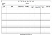 Inventory Transfer Sheet Template Company Profile Design Regarding Printable Inventory Log Sheet Template
