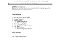 March 03 2011 Finance Committee Meeting Agenda Ddrb Throughout Amazing Financial Meeting Agenda Template