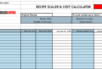 Menu Recipe Cost Template Download Free Spreadsheet With Printable Recipe Food Cost Template