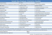 New Employee Checklist Sample New Employee Orientation Throughout New Employee Orientation Agenda Template