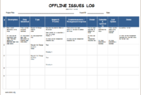 Offline Issues Log Template Word Excel Templates With It Issues Log Template