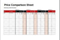 Price Comparison Sheet Template For Excel Word Excel In Cost Comparison Spreadsheet Template