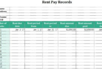 Rent Pay Records My Excel Templates Regarding Amazing Rental Payment Log Template