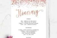Rose Gold Editable Itinerary Bachelorette Itinerary Hen With Bachelorette Party Agenda Template