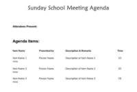 Simple Sunday School Meeting Agenda Template Meeting Intended For Quality School Board Meeting Agenda Template