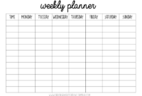 Weekly Planner Without Times School Planner School For Agenda Template Without Times
