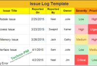 What Is An Issue Log Download Issue Log Template Excel Within Project Management Issues Log Template