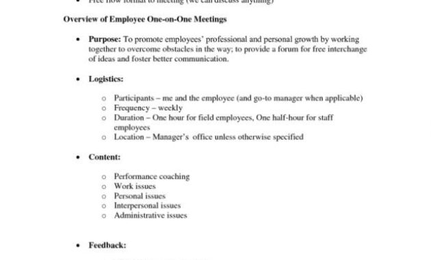 1 On 1 Meeting Template Shatterlion With Regard To Quality 1 On 1 Meeting Agenda Template