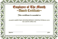 10 Employee Of The Month Certificate Template Word Free Pertaining To Best Employee Certificate Template