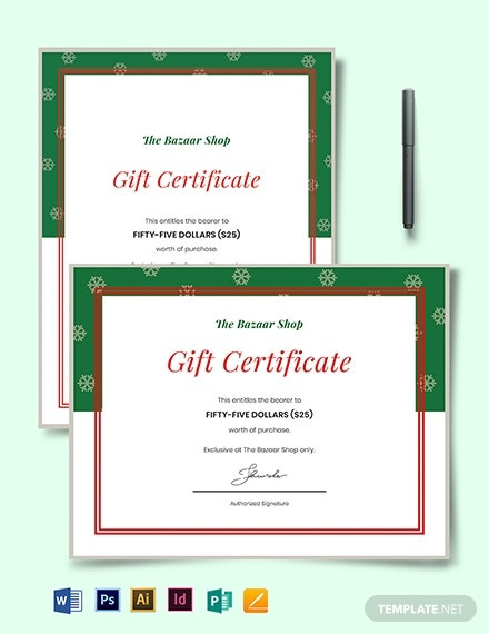 10 Holiday Gift Certificate Templateillustrator With Quality Gift Certificate Template Publisher