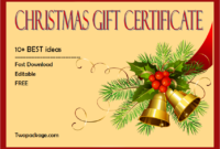 10 Merry Christmas Gift Certificate Template Free Ideas In Christmas Gift Certificate Template Free