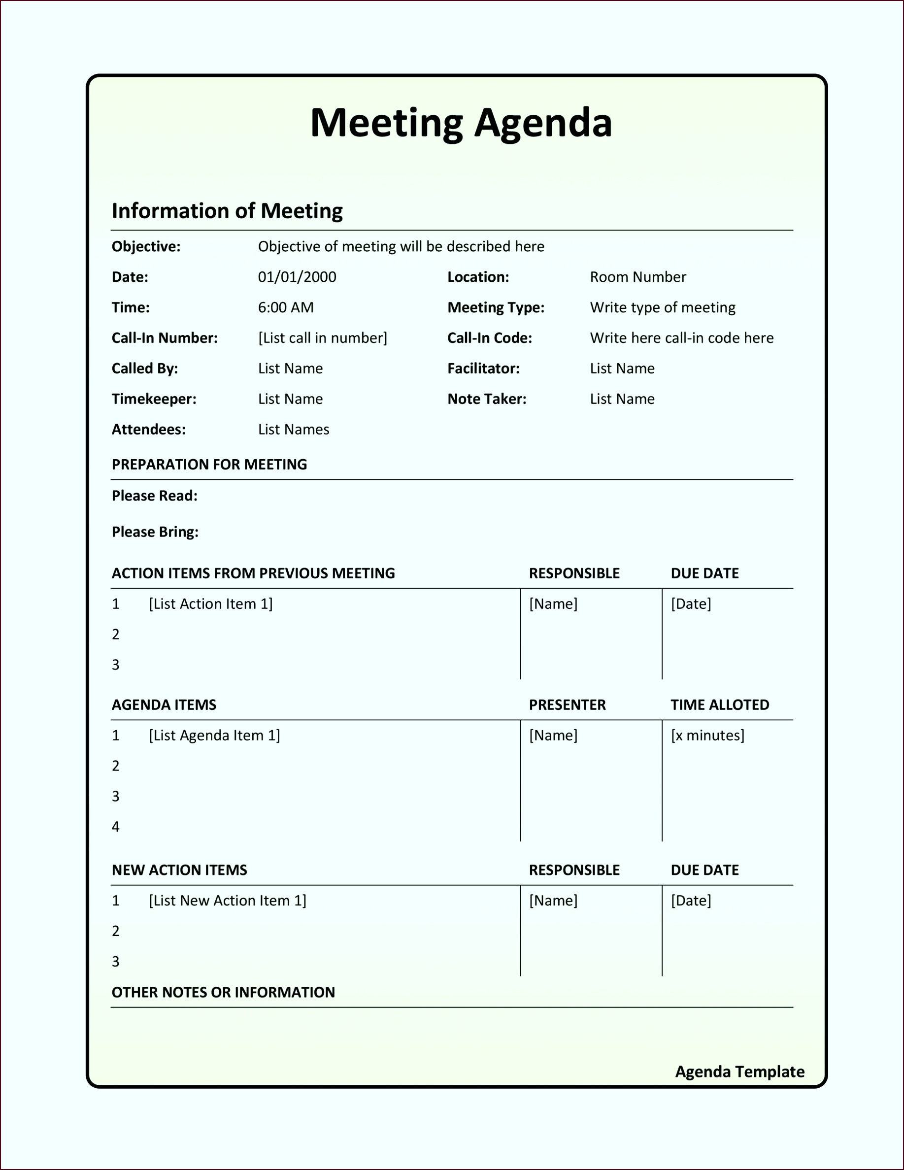 Printable Employee One-On-One Meeting Template