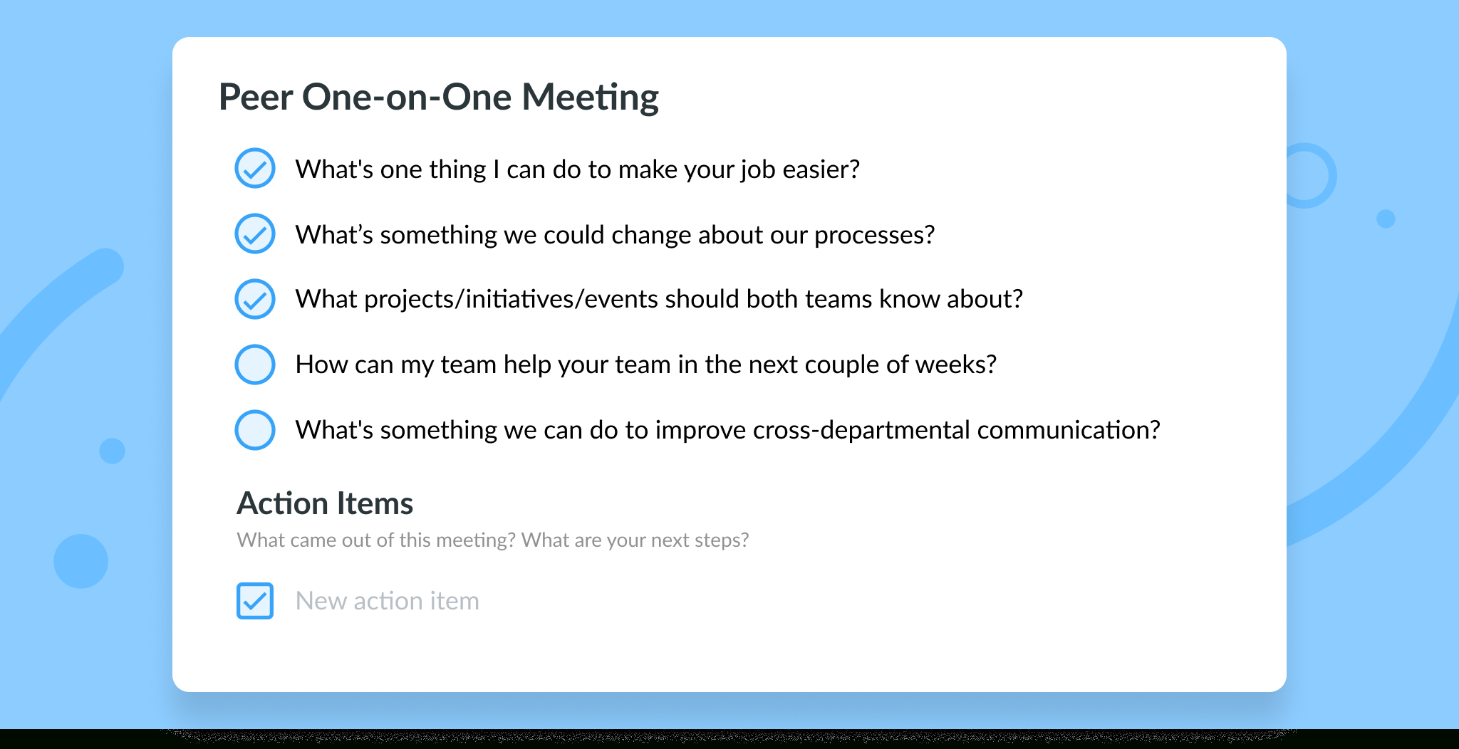 10 Oneonone Meeting Templates For Engaged Teams Pertaining To One On One Meetings Template