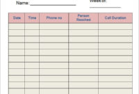 10 Phone Log Templates Word Excel Pdf Formats Inside Call Log Book Template