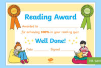 100 Reading Quiz Certificate Accelerated Reader Ar For Free Super Reader Certificate Templates