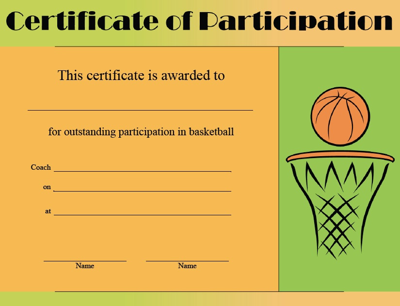 13 Free Sample Basketball Certificate Templates With Regard To Awesome Basketball Participation Certificate Template
