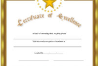 15 Free Certificate Of Excellence Templates Free Word In Free Certificate Of Excellence Template