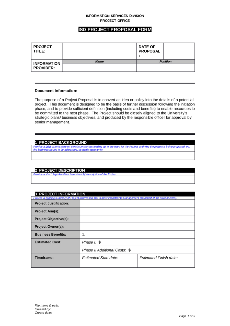 2020 Project Proposal Template Fillable Printable Pdf Pertaining To Best It Project Proposal Template