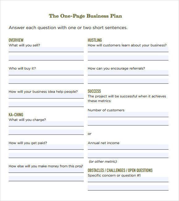 21 Simple Business Plan Templates Sample Templates In Business One Sheet Template