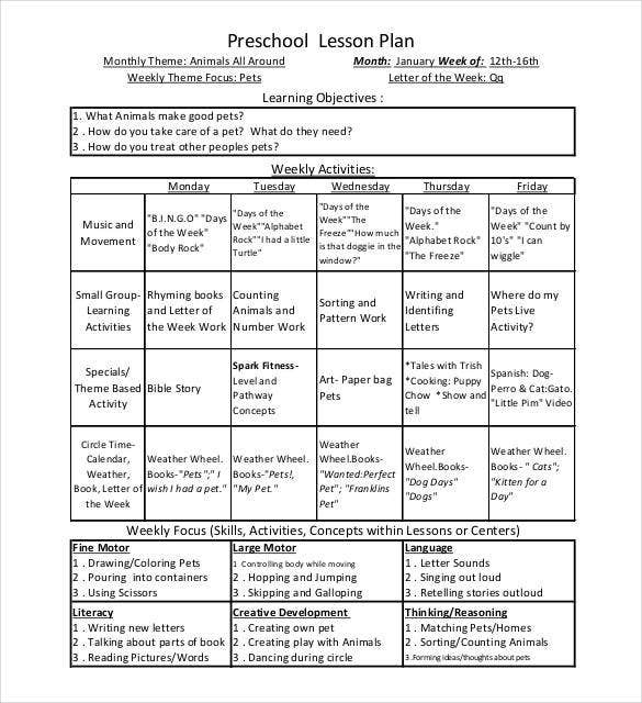 22 Preschool Lesson Plan Templates Doc Pdf Excel Regarding Professional Learning Community Agenda Template