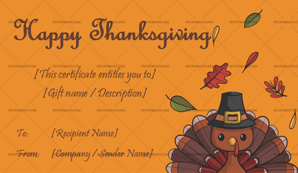 24 Thanksgiving Gift Certificate Templates Customizable Intended For Thanksgiving Gift Certificate Template Free