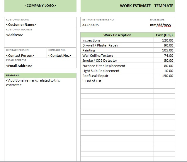 25 Free Project Cost Estimate Templates Templates Bash In Free Project Cost Estimate And Budget Template