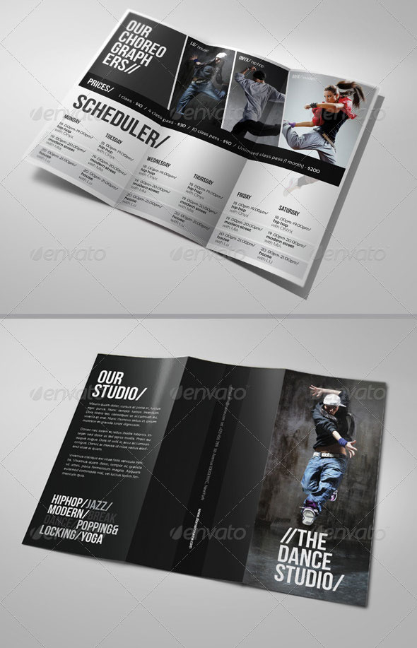 25 Top Notch Psd Trifold Brochure Templates For Business Inside Free Dance Studio Business Plan Template
