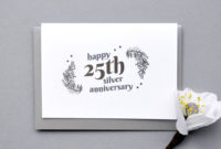 25Th Silver Wedding Anniversary Silver Foil Cardant For Anniversary Gift Certificate