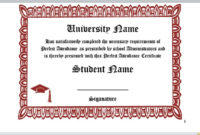 26 Free Perfect Attendance Certificate Templates Throughout Perfect Attendance Certificate Free Template