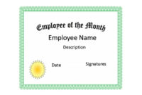 30 Printable Employee Of The Month Certificates Within Best Employee Of The Month Certificate Template With Picture