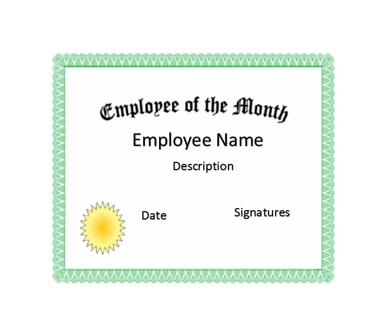 30 Printable Employee Of The Month Certificates Within Best Employee Of The Month Certificate Template With Picture