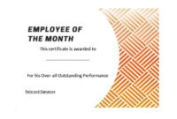 30 Printable Employee Of The Month Certificates Within Employee Of The Month Certificate Template