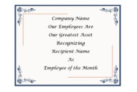 30 Printable Employee Of The Month Certificates Within Employee Of The Month Certificate Templates