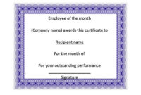 30 Printable Employee Of The Month Certificates Within Quality Employee Of The Month Certificate Templates