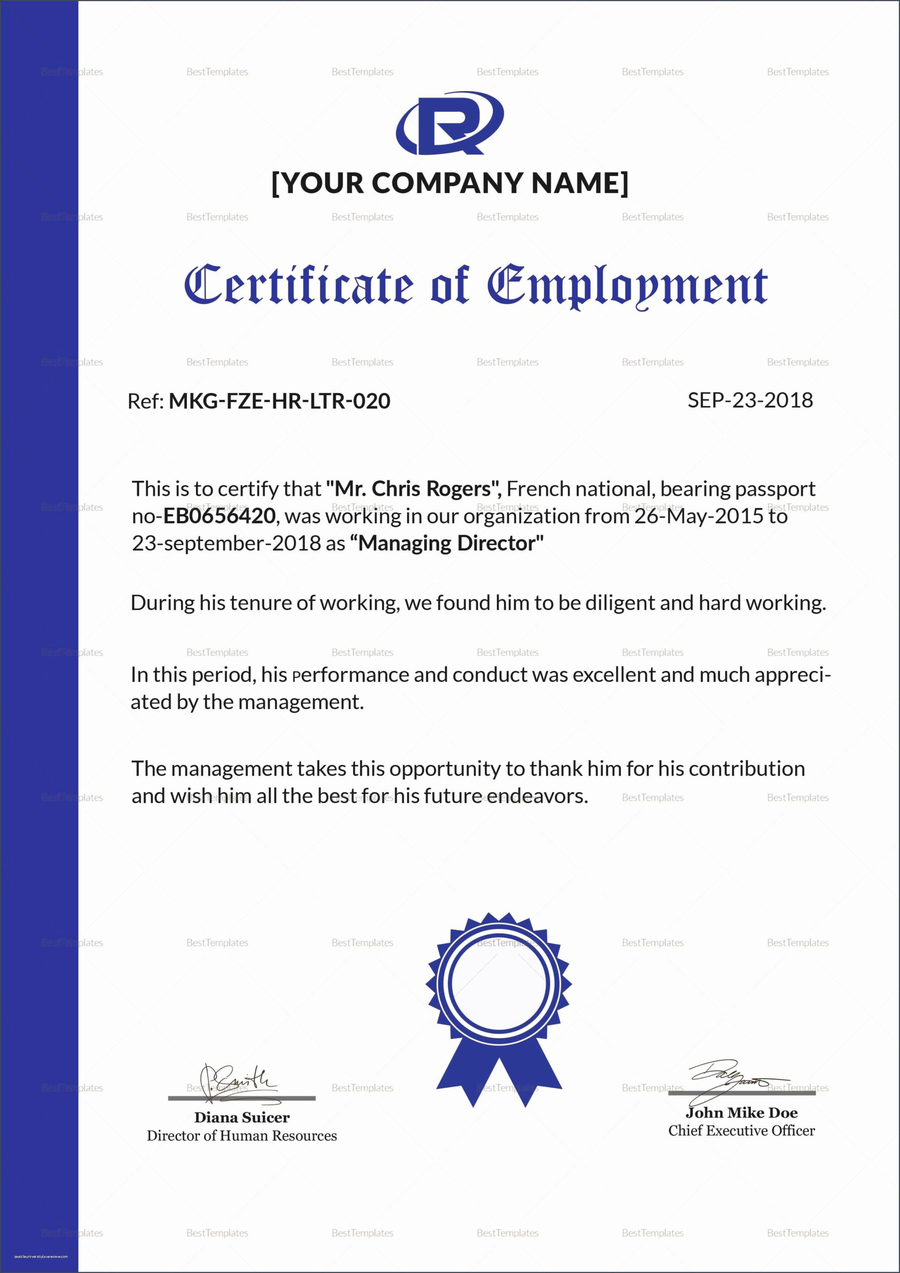 30 Sample Certificate Of Employment Pryncepality With With Sample Certificate Employment Template