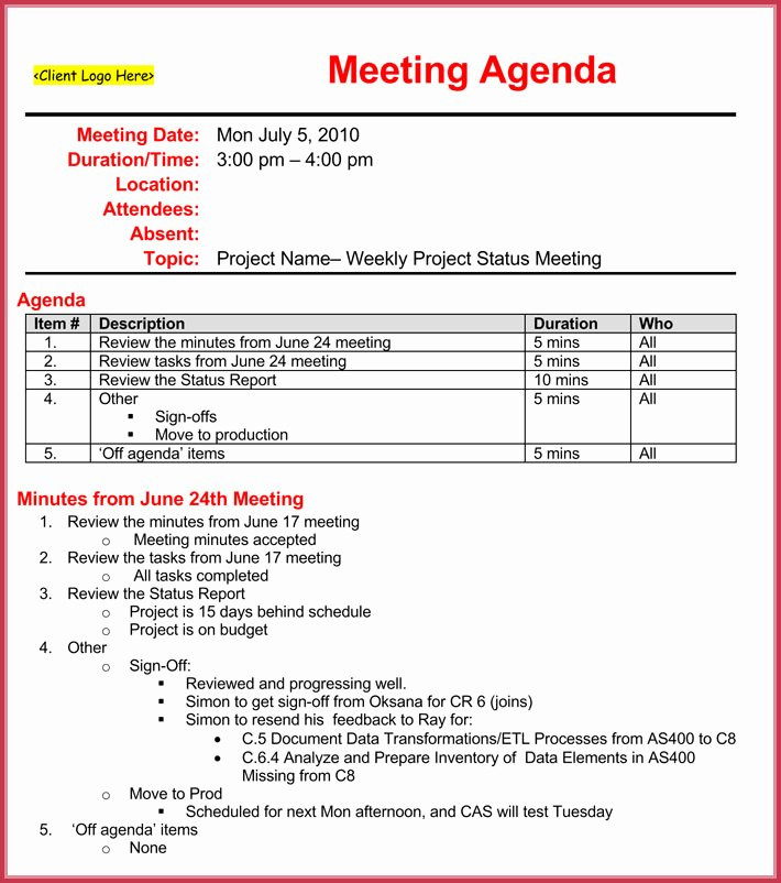 30 Weekly Staff Meeting Agenda Example Document Template Within Best Weekly Staff Meeting Agenda Template