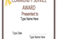 31 Award Certificates In Word Format Pertaining To Community Service Certificate Template Free Ideas