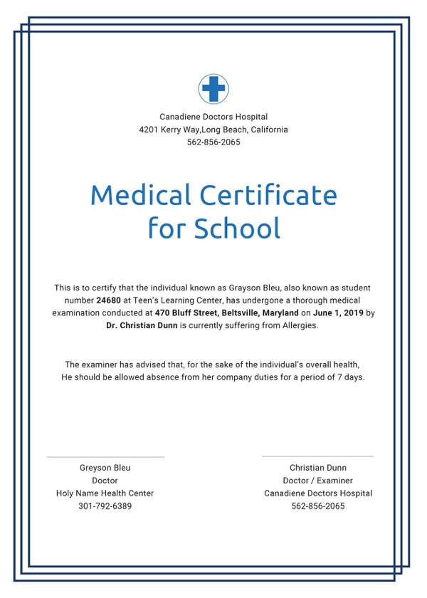 33 Free Medical Certificate Templates Pdf Word Free Pertaining To Australian Doctors Certificate Template