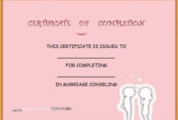 35 Free Premarital Counseling Certificate Of Completion Pertaining To Free Premarital Counseling Certificate Of Completion Template